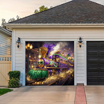 Lorva Garage Door Banner Decoration Masked Carnival Express