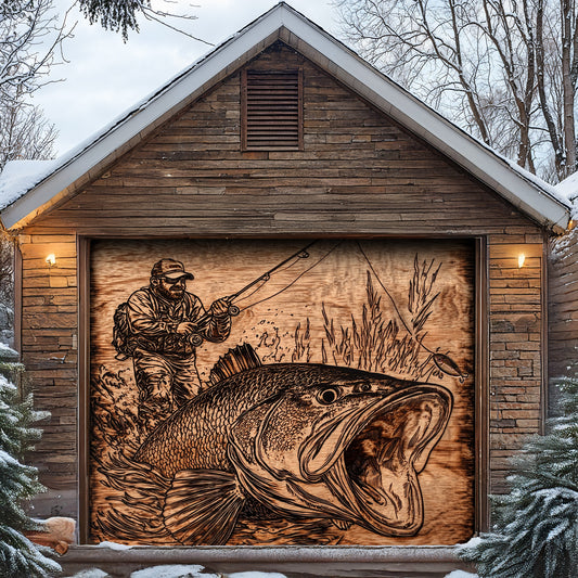 Lorva Fishing Garage Door Banner Decoration Majestic Largemouth Bass