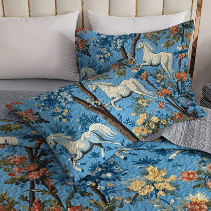 Lorva Horse All Season Quilt 3-Piece Set Colorful Love