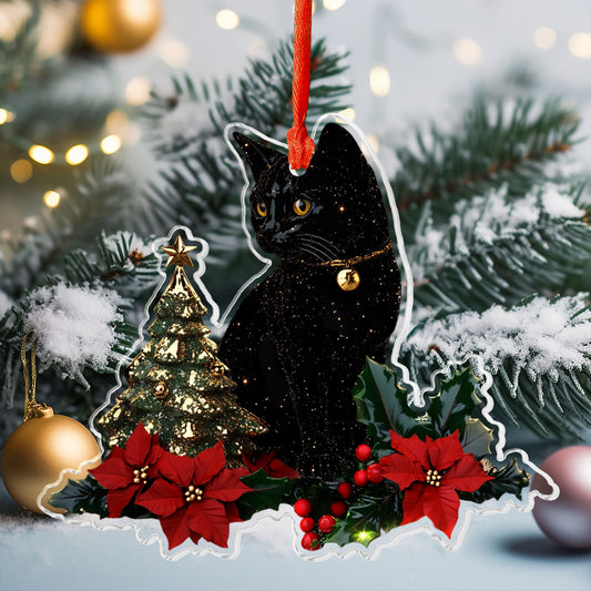 Lorva Black Cat 2D Acrylic Ornament Merry Christmas