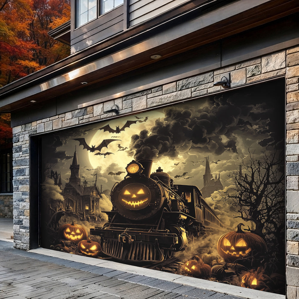 Lorva Halloween Garage Door Banner Decoration Pumpkin Express Halloween