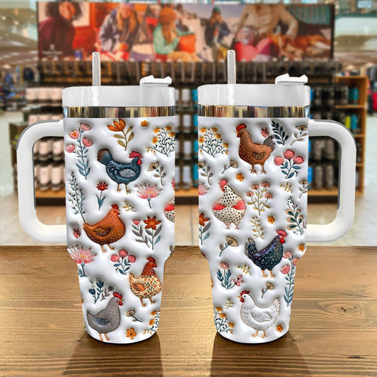 Lorva Tumbler Cute Floral Chickens
