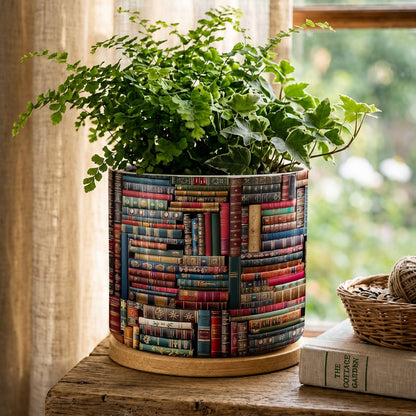 Lorva Reading Ceramic Plant Pot Vintage Books