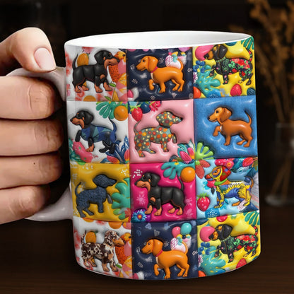 Lorva Flat Print Mug Amazing Tropical Dachshunds