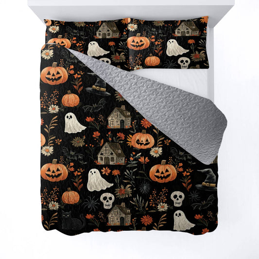 Halloween Lorva All Season Quilt 3-Piece Set Spooky Night Garden