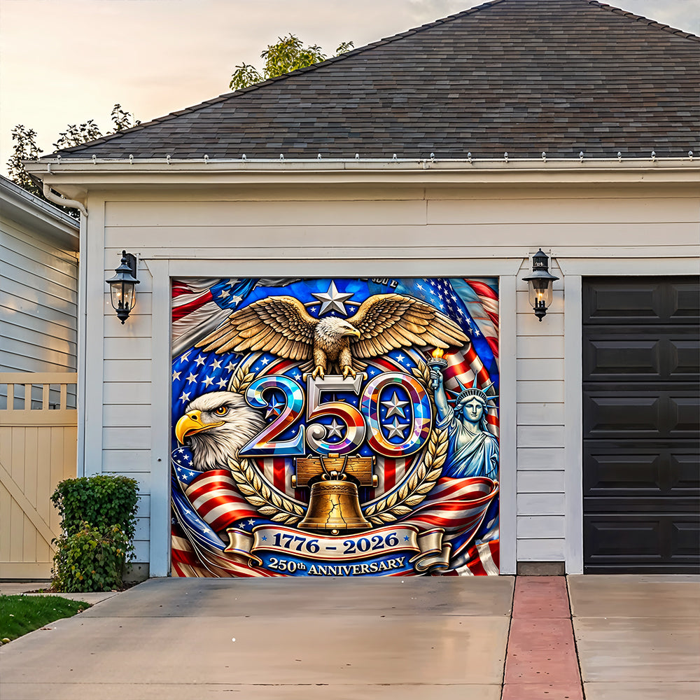 Lorva Garage Door Banner Decoration America 250th Anniversary