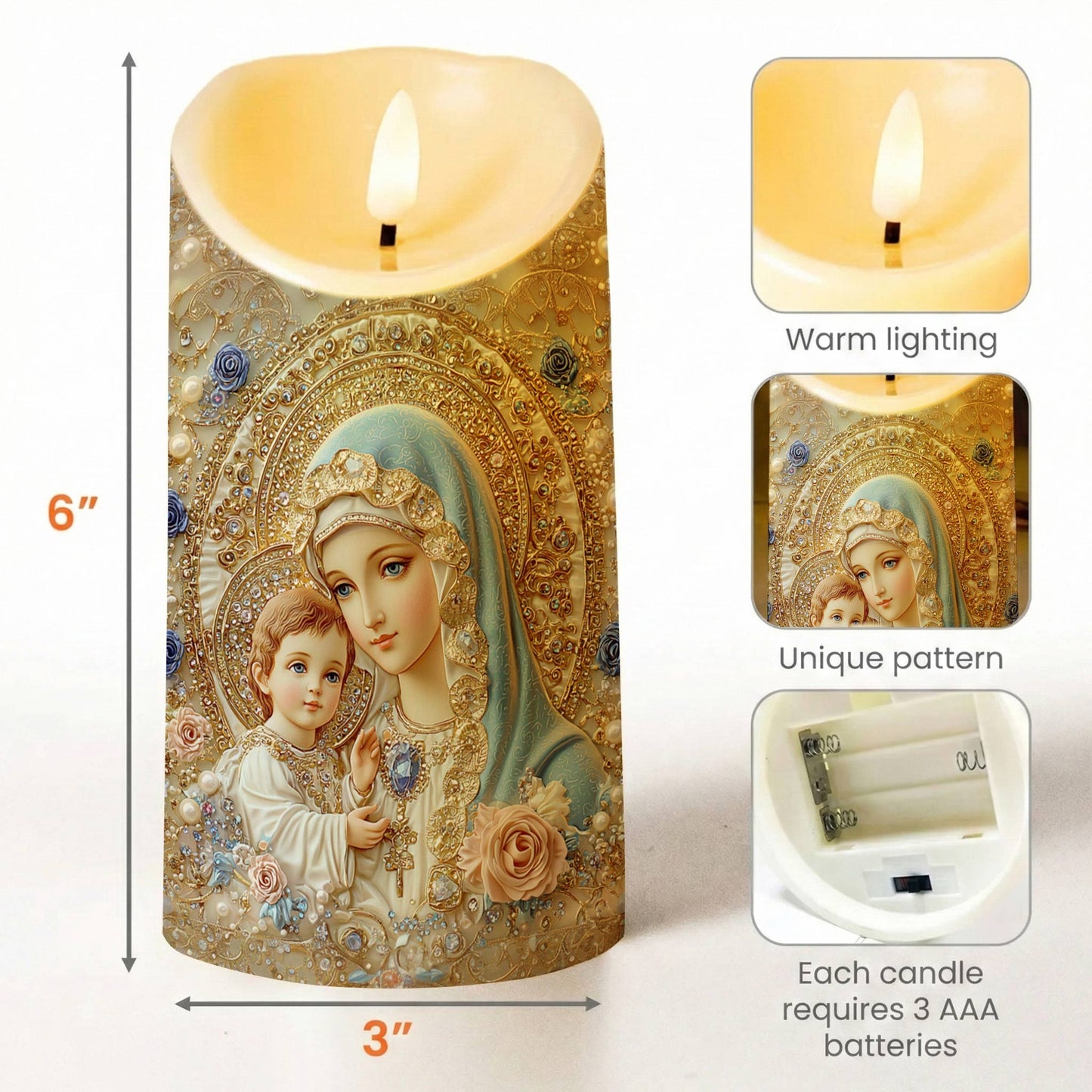Lorva LED Candle Divine Madonna And Child