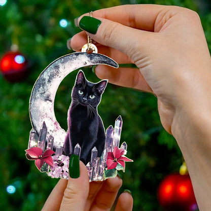 Lorva Cat 2D Acrylic Ornament Crystal Midnight Moon