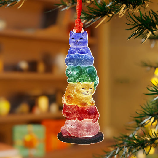 Lorva Cat 2D Acrylic Ornament Rainbow Purr Tower