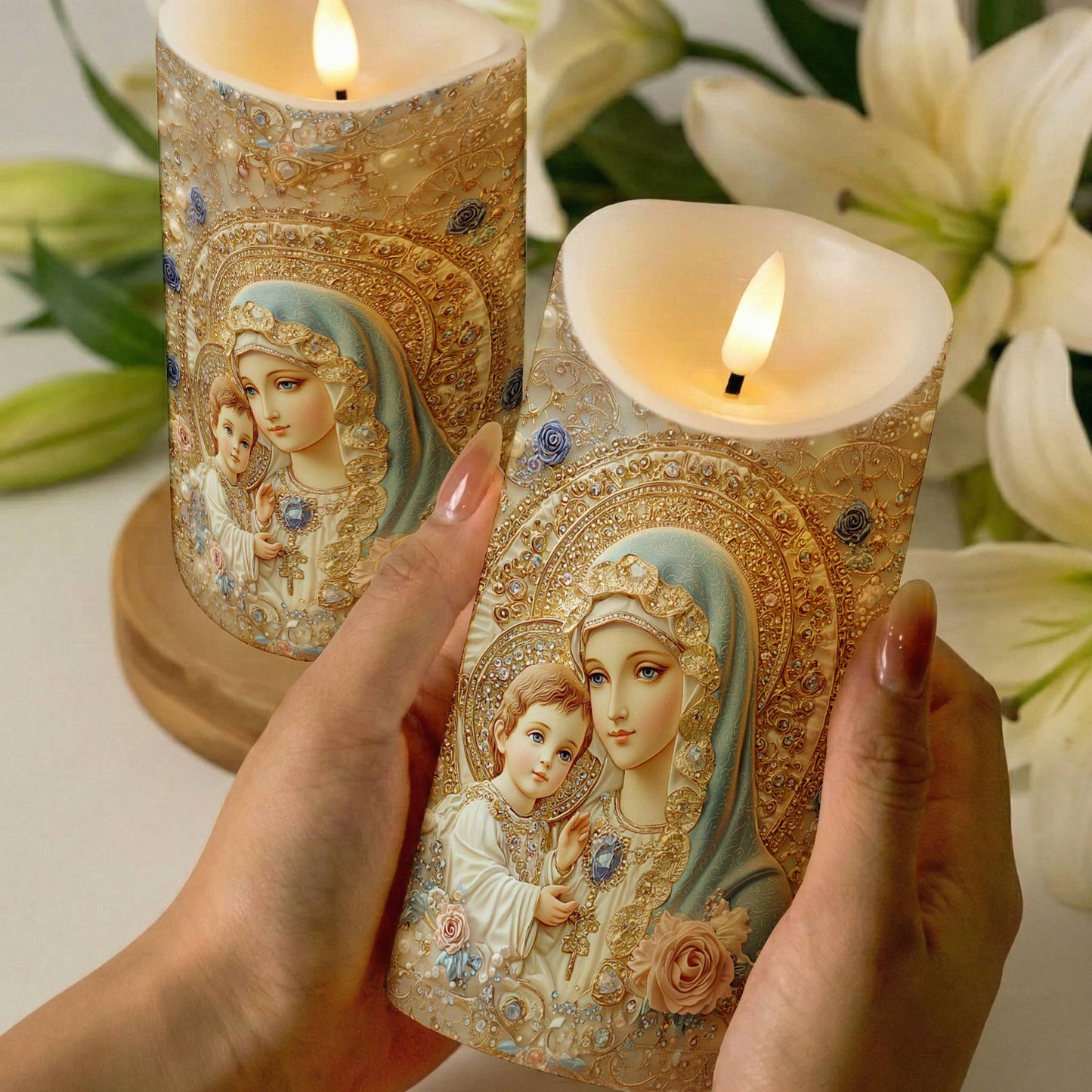 Lorva LED Candle Divine Madonna And Child