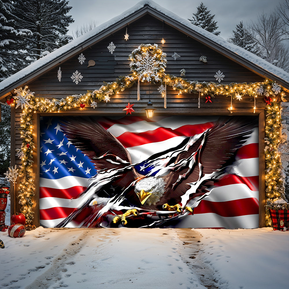Lorva Garage Door Banner Decoration 250th Anniversary Eagle Breaks Through
