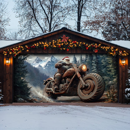 Lorva Christmas Garage Door Banner Decoration Santa’s Thunder Run