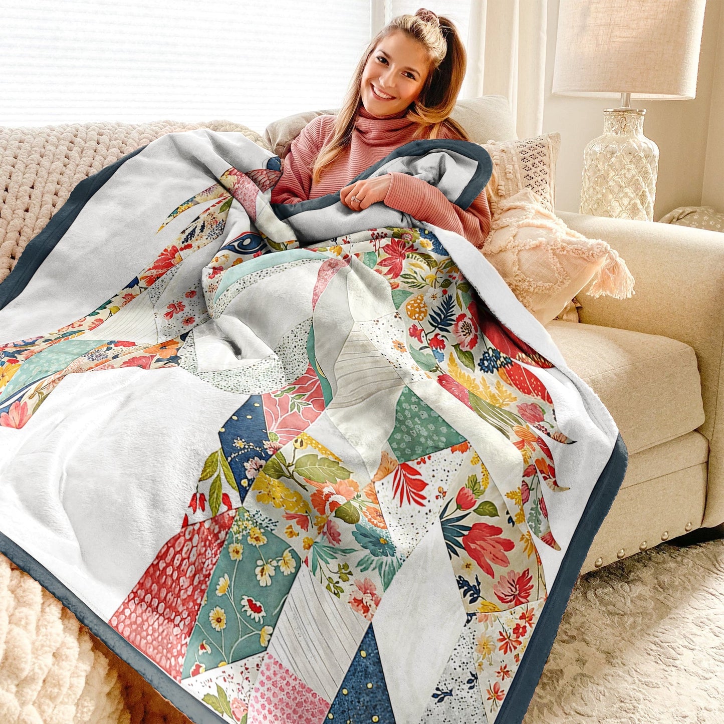 Lorva Fleece Blanket Charming Floral Horse