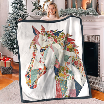 Lorva Fleece Blanket Charming Floral Horse