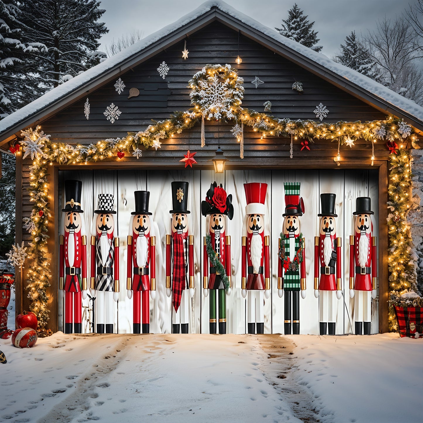 Lorva Christmas Garage Door Banner Decoration Majestic Nutcracker