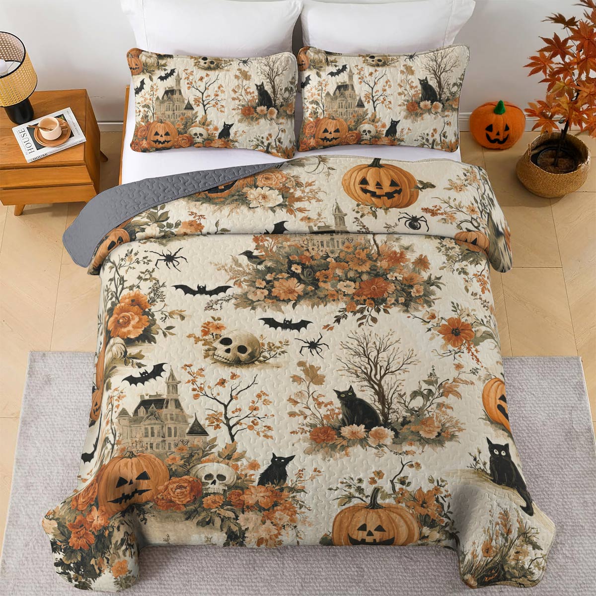 Halloween Lorva All Season Quilt 3-Piece Set Haunting Harvest
