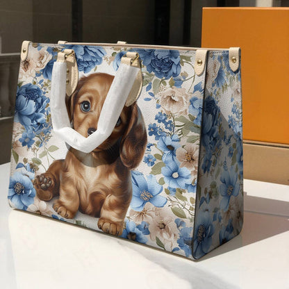 Lorva Dachshund Leather Bag Cute Woof In Bloom