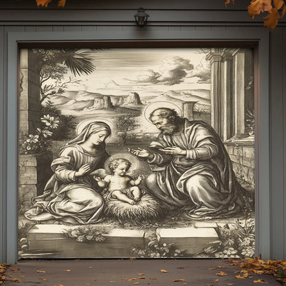 Lorva Christmas Holy Family Garage Door Banner Decoration Classical