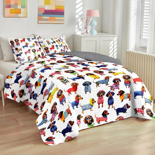 Dachshund Lorva All Season Quilt 3-Piece Set Colorful