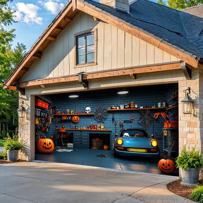 Lorva Halloween Garage Door Banner Decoration Spooky Muscle Car