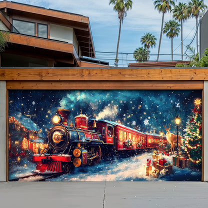 Lorva Christmas Garage Door Banner Decoration Santa’s Midnight Express