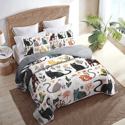 Lorva All Season Quilt 3-Piece Set Cat Garden