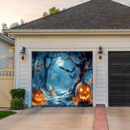 Lorva Halloween Garage Door Banner Decoration Whimsical Forest Midnight
