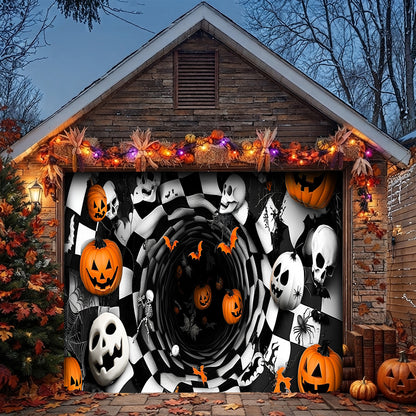 Lorva Halloween Garage Door Banner Decoration Spooky Pumpkin Vortex