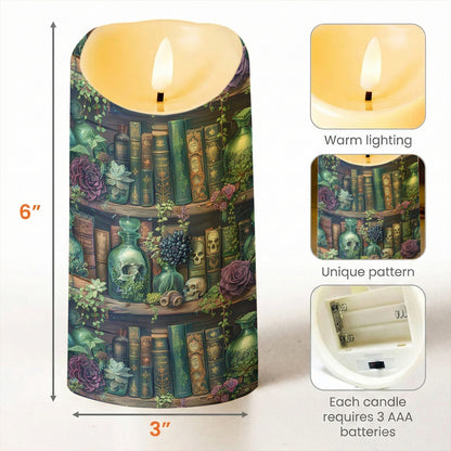 Lorva LED Candle Gothic Floral Bookshelf
