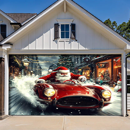 Lorva Christmas Garage Door Banner Decoration Majestic Santa Racing
