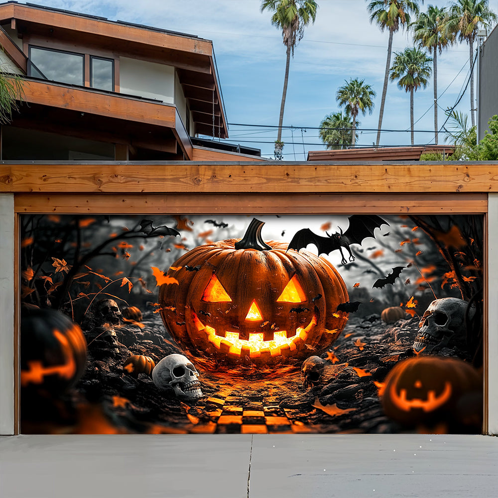 Lorva Halloween Garage Door Banner Decoration Grinning Jack Halloween