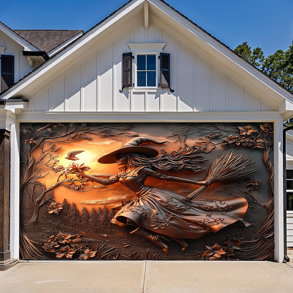 Lorva Witch Garage Door Banner Decoration Halloween Moonflower Witches
