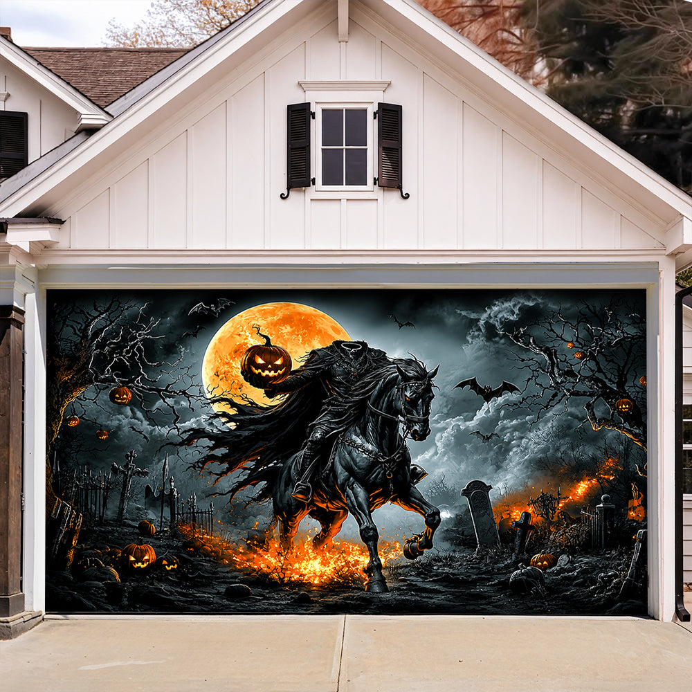 Lorva Halloween Garage Door Banner Decoration Legend Of The Headless Rider