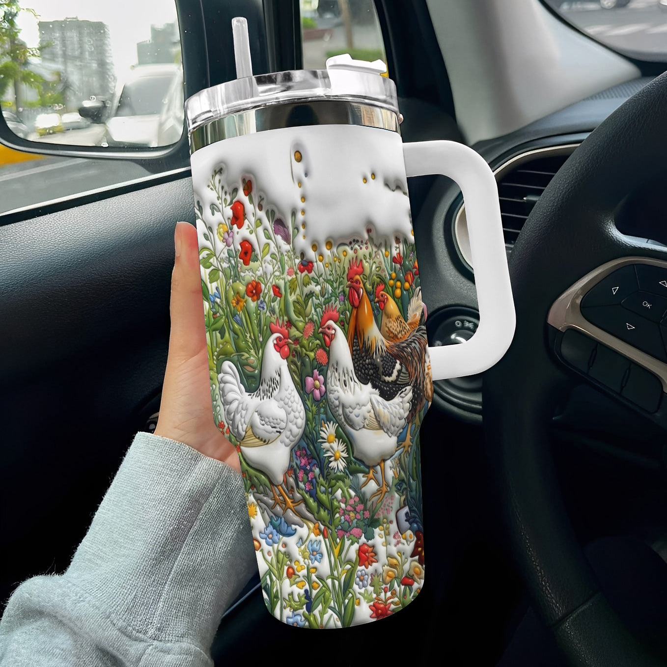 Lorva Chicken Tumbler Happy Field Flowers