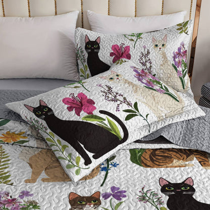 Lorva All Season Quilt 3-Piece Set Dreaming Kittens Garden
