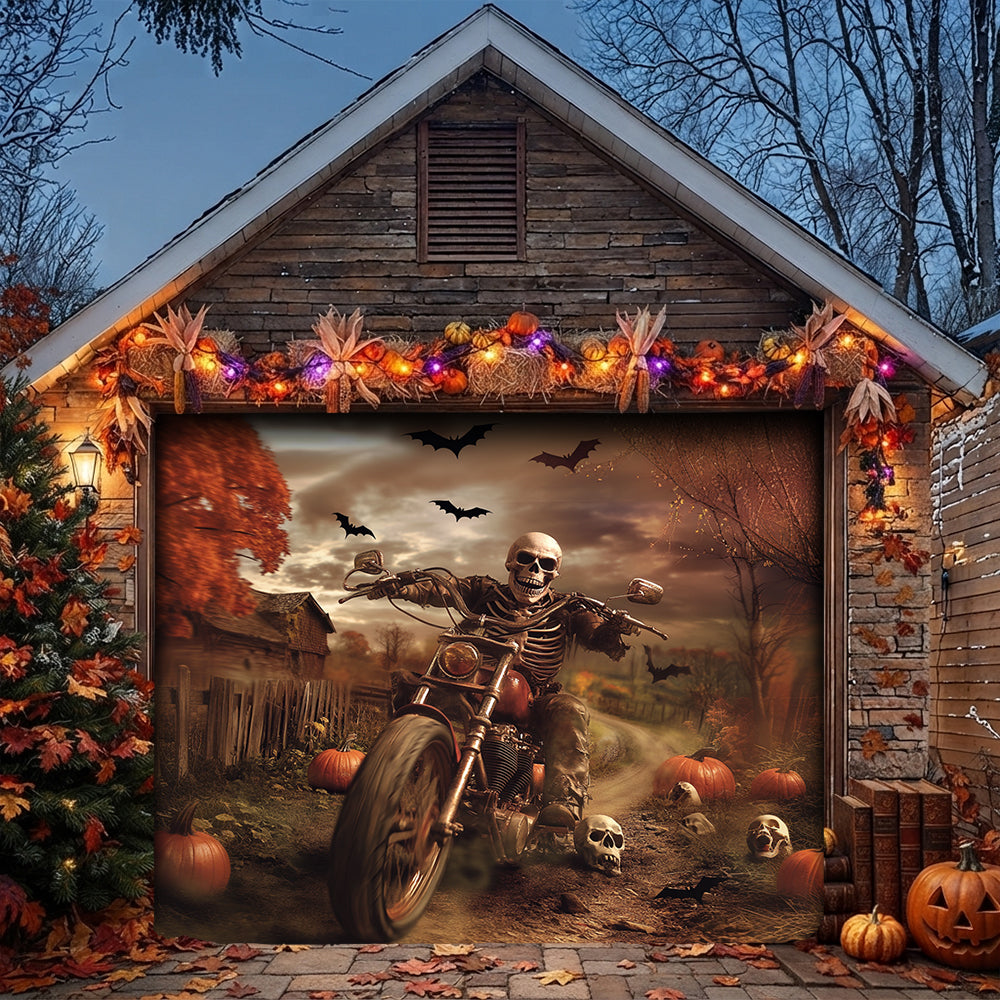 Lorva Halloween Garage Door Banner Decoration The Grim Biker