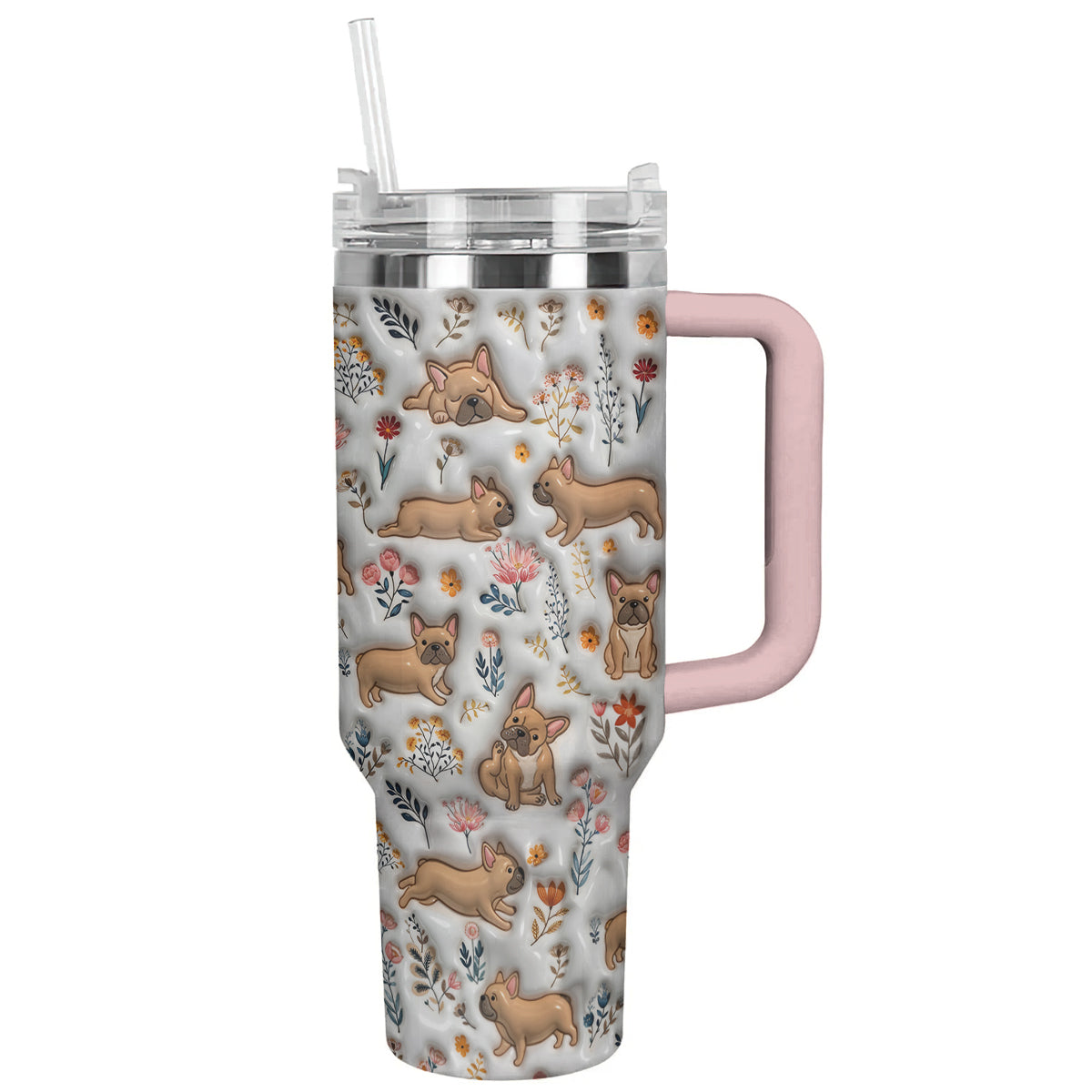 Lorva French Bulldog Tumbler Happy Field Flowers