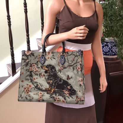 Lorva Dachshund Leather Bag Royal Garden Romp