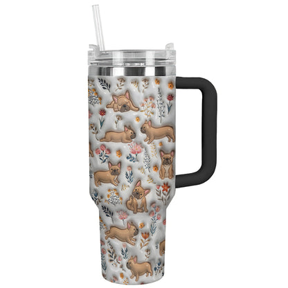 Lorva French Bulldog Tumbler Happy Field Flowers