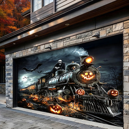 Lorva Halloween Garage Door Banner Decoration Halloween Ghost Train