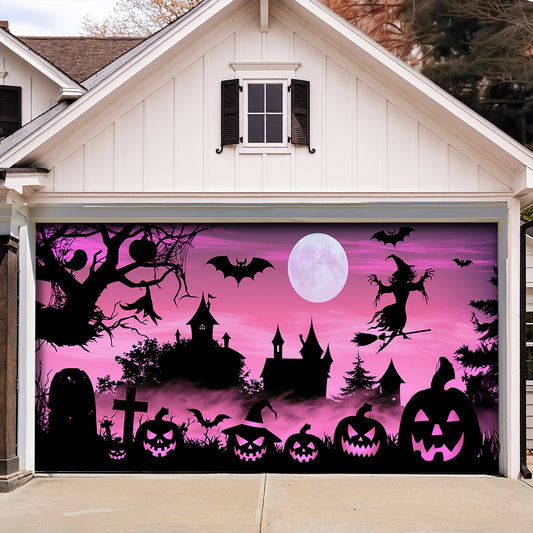 Lorva Halloween Garage Door Banner Decoration Enchanted Halloween Night