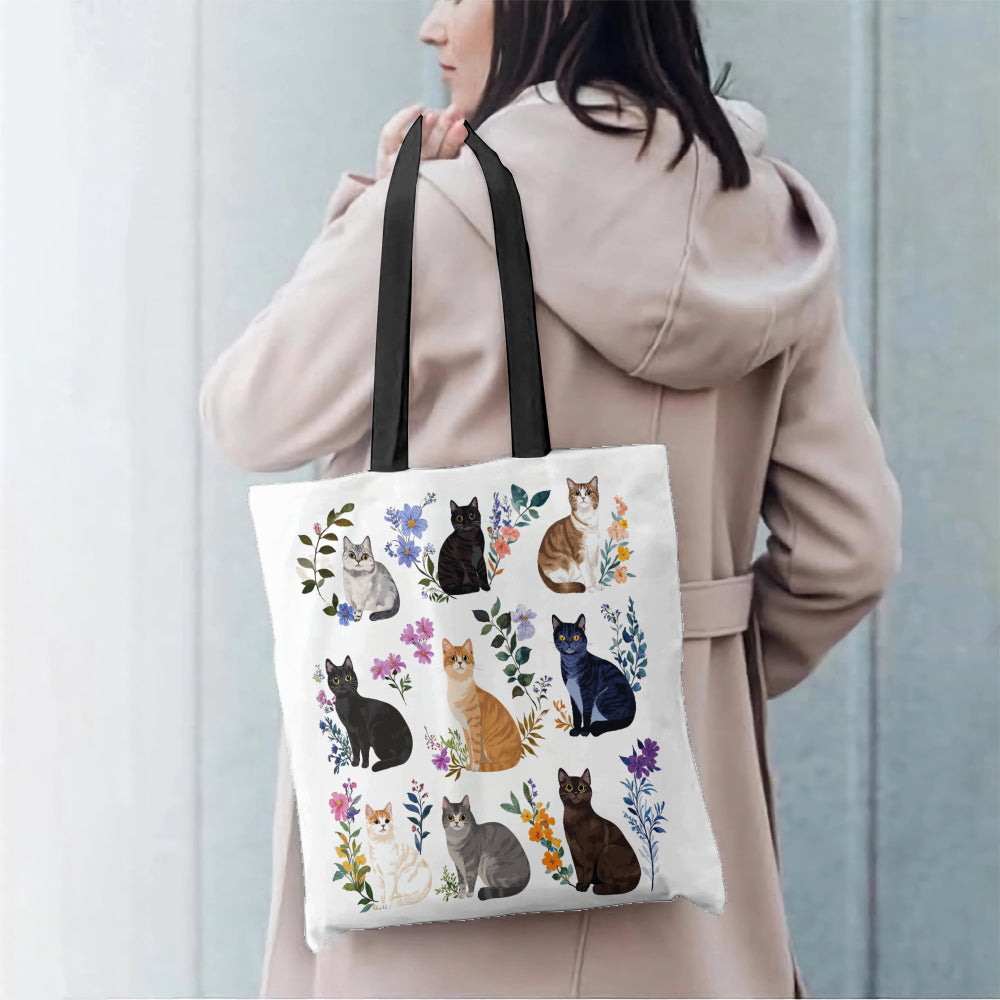 Lorva Tote Bag Charming Floral Cats