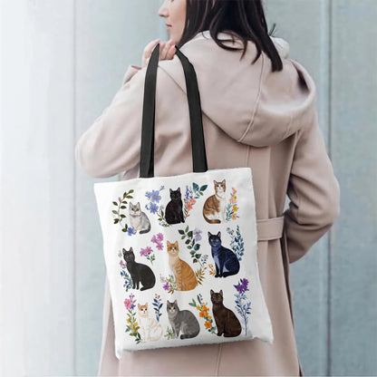 Lorva Tote Bag Charming Floral Cats