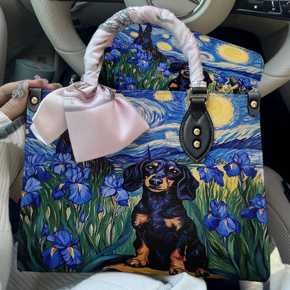 Lorva Leather Bag Irish Starry Night Dachshund Delight