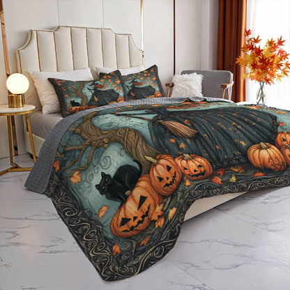 Witch Lorva All Season Quilt 3-Piece Set Whispering Leaves & Halloween Nights