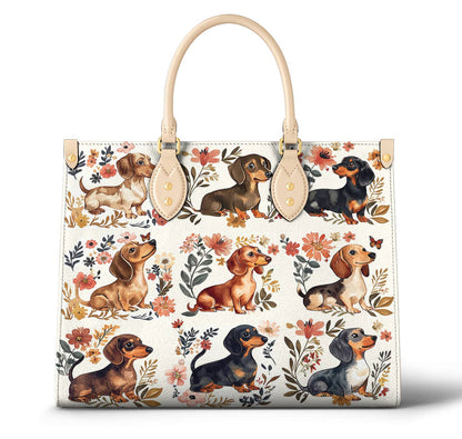 Lorva Dachshund Leather Bag Garden Escape
