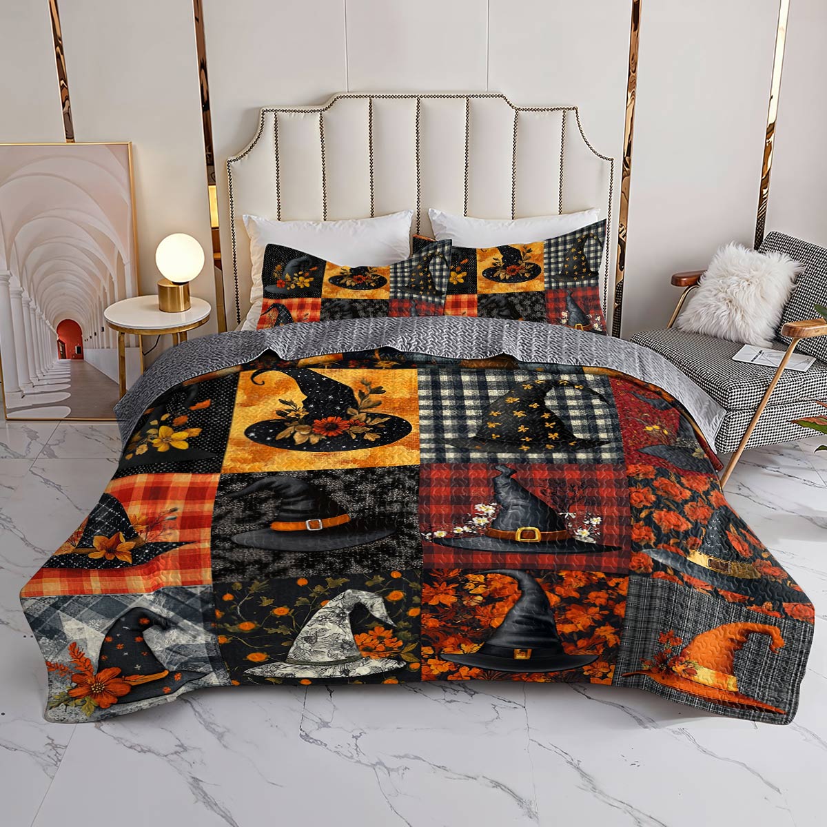 Witch Lorva All Season Quilt 3-Piece Set Autumn Witch Hats
