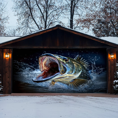 Lorva Fishing Garage Door Banner Decoration Gone Bassin'
