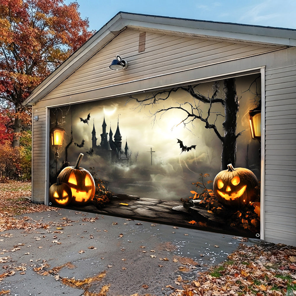 Lorva Halloween Garage Door Banner Decoration Haunted Manor Halloween
