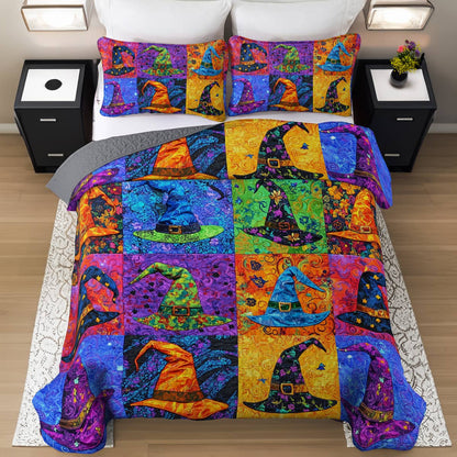 Witch Lorva All Season Quilt 3-Piece Set Colorful Witch Hats